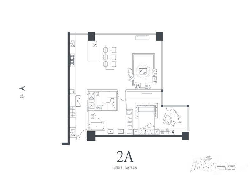 LAVITA长江会1室1厅1卫134㎡户型图