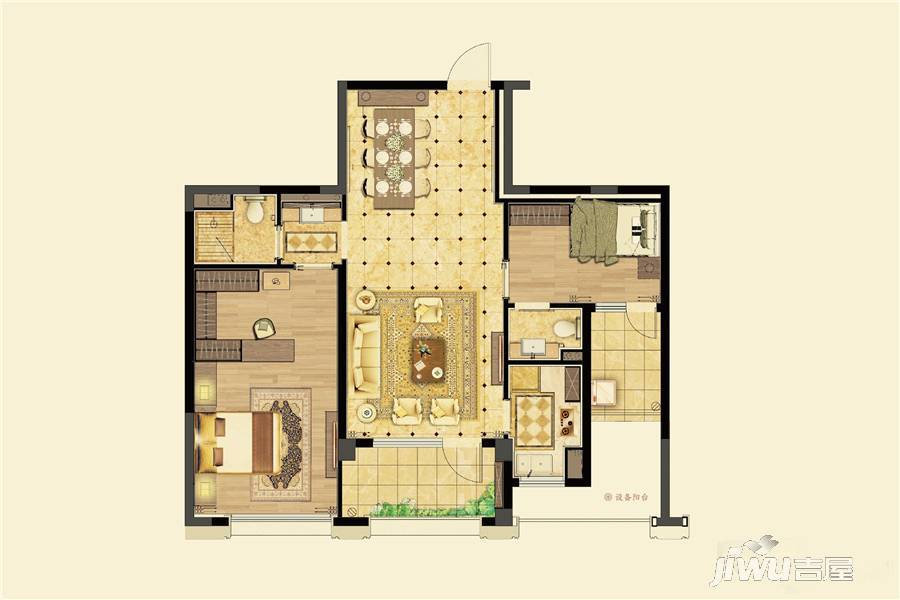 金鼎湾如院2室2厅2卫89㎡户型图