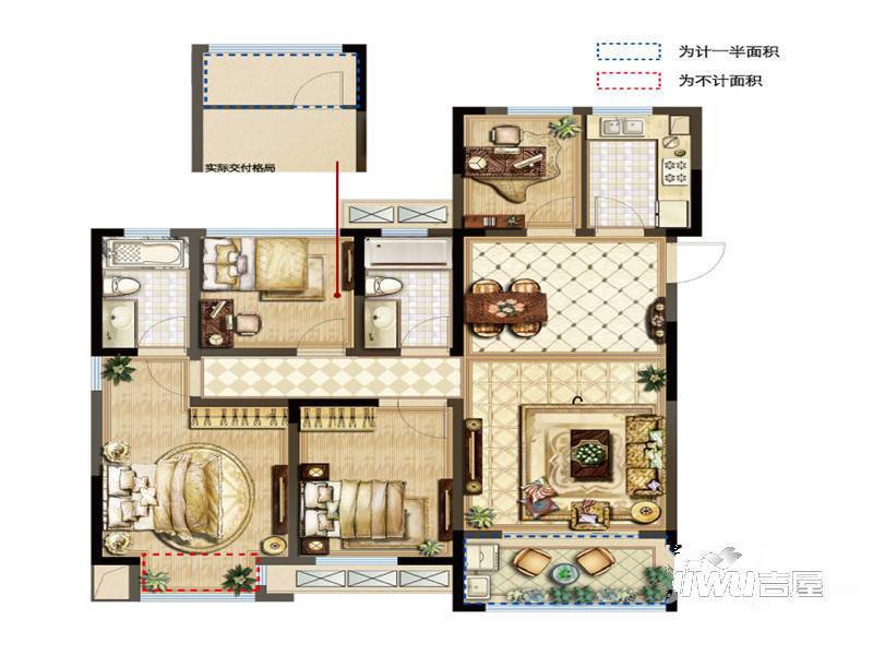 紫金上品苑4室2厅2卫124㎡户型图