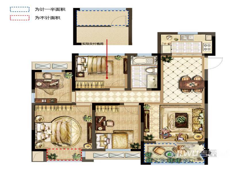 紫金上品苑4室2厅1卫109㎡户型图