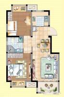 荣盛龙湖半岛2室2厅1卫72.6㎡户型图