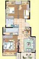 荣盛龙湖半岛3室2厅1卫88.5㎡户型图