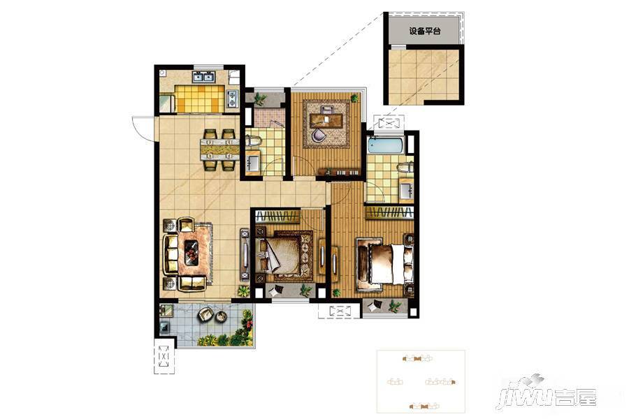 南京华润国际社区3室2厅2卫108㎡户型图