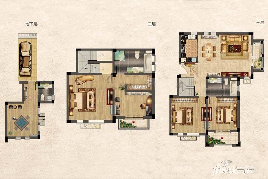 蓝湖西岸3室2厅2卫156㎡户型图