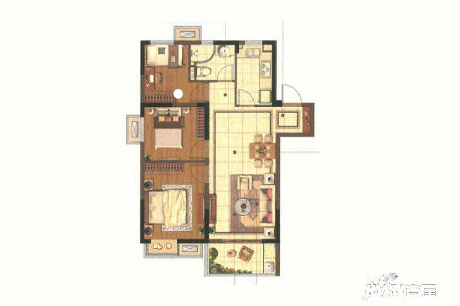 中海万锦熙岸3室2厅1卫98㎡户型图