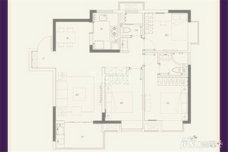 中海国际社区3室2厅2卫118㎡户型图