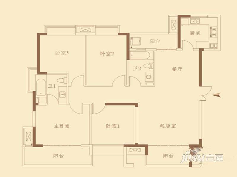 麒麟山庄公园境4室2厅2卫145㎡户型图