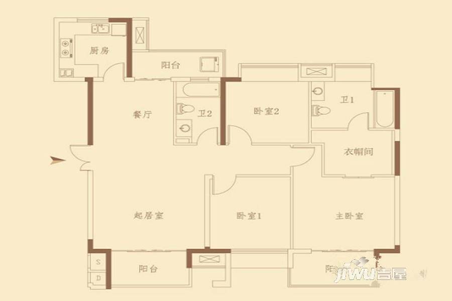 麒麟山庄公园境4室2厅2卫135㎡户型图