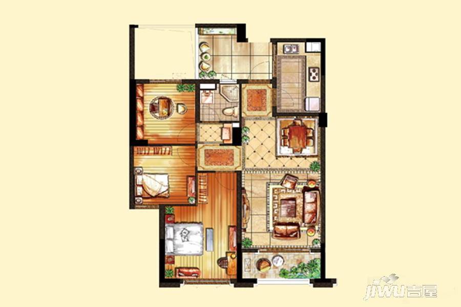 恒信珑湖国际3室2厅1卫96㎡户型图