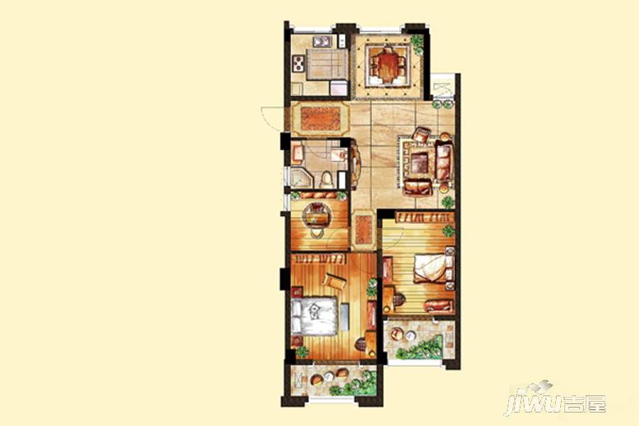 恒信珑湖国际3室2厅1卫109㎡户型图