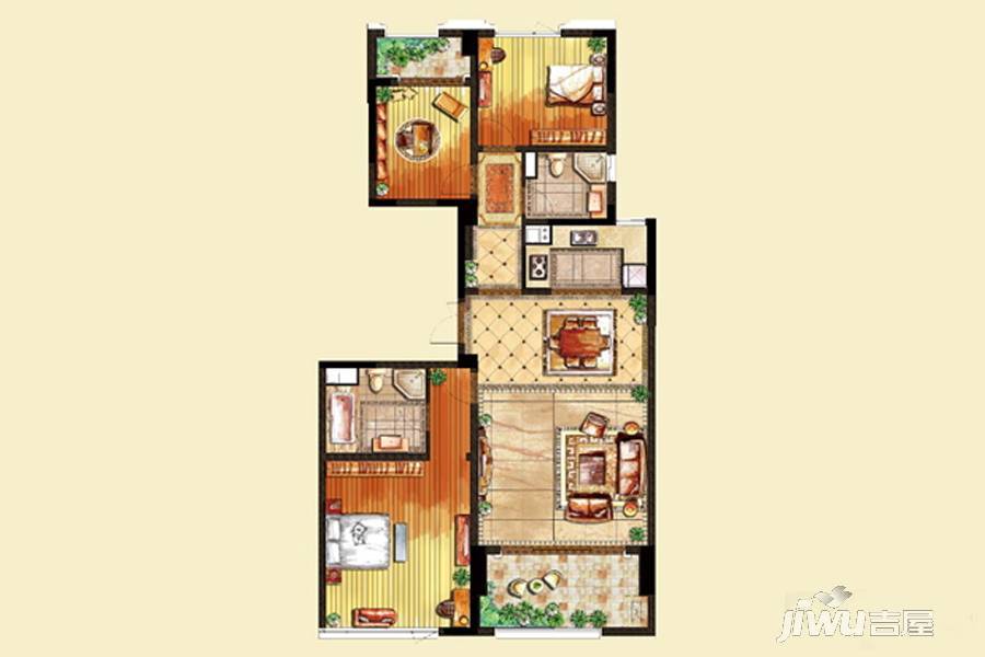 恒信珑湖国际3室2厅2卫138㎡户型图