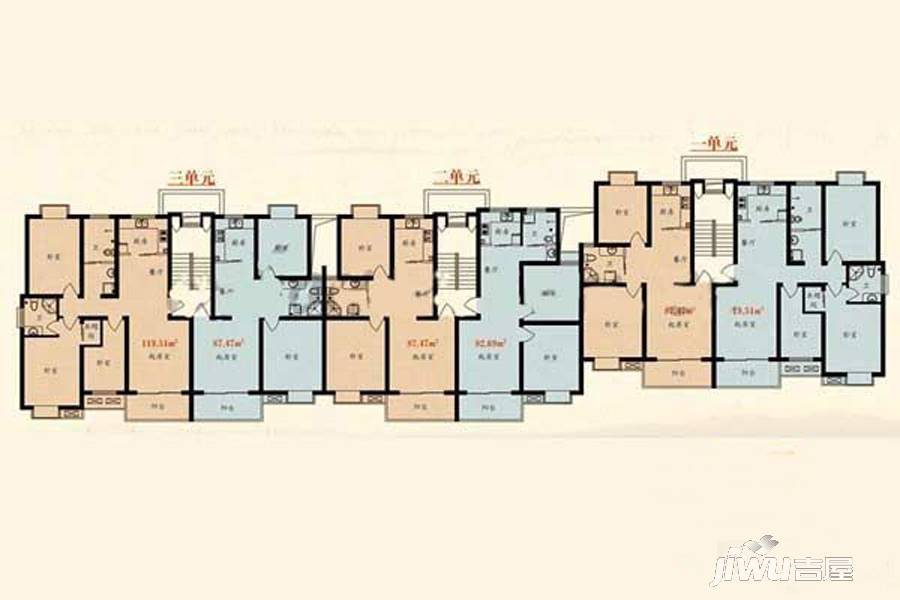 一品骊城3室2厅1卫119.5㎡户型图