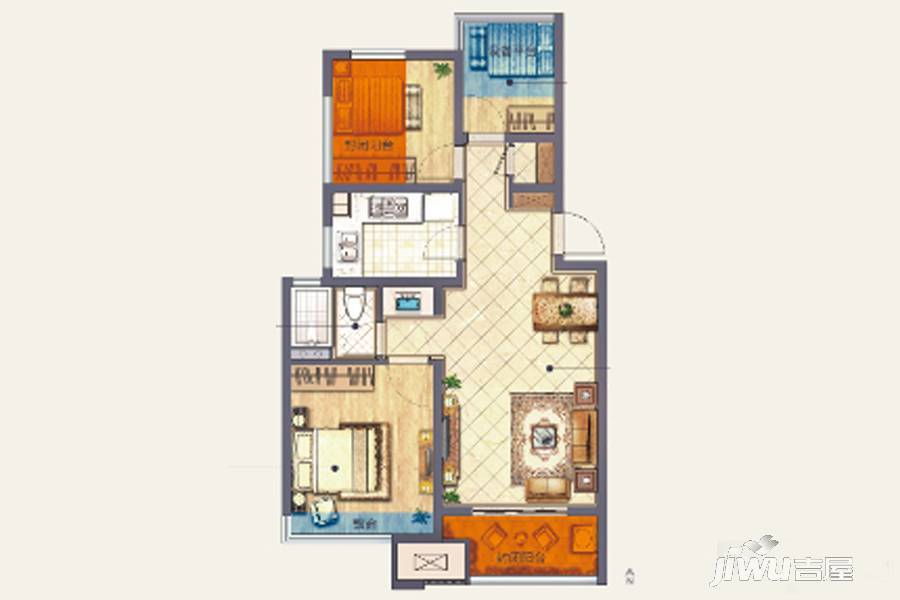 新城保利天地3室2厅1卫78㎡户型图