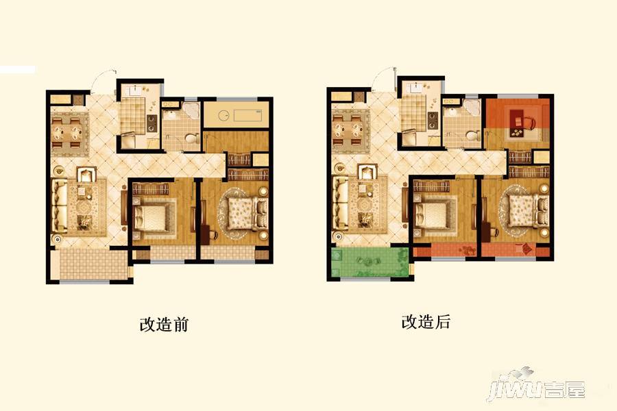 东城金茂悦3室2厅1卫90㎡户型图