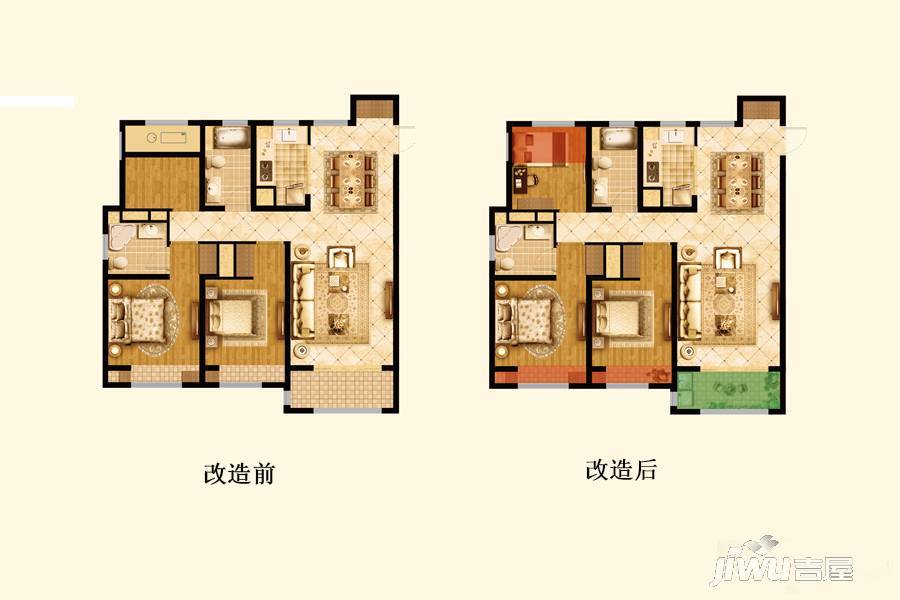 东城金茂悦3室2厅2卫115㎡户型图