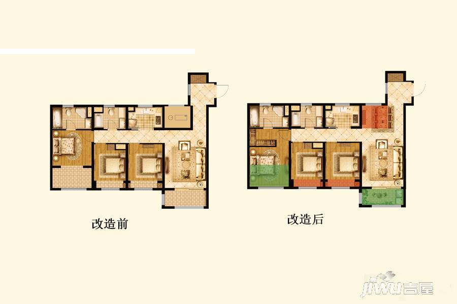 东城金茂悦3室2厅2卫115㎡户型图