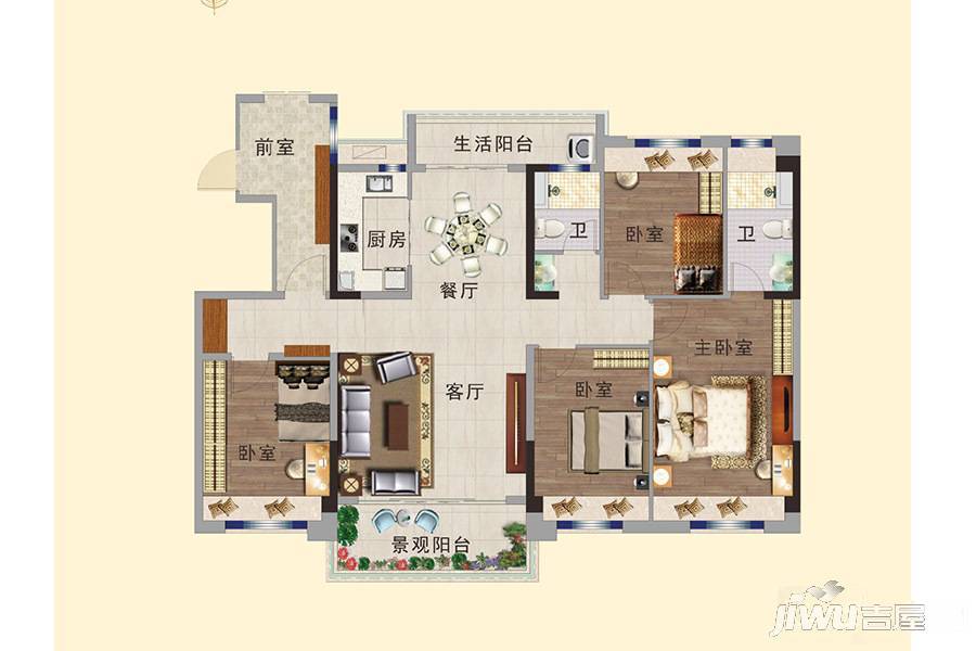 碧桂园伯爵山4室2厅2卫140㎡户型图