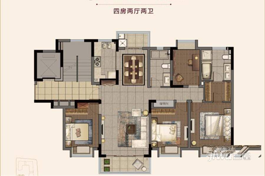 胜科星洲府4室2厅2卫135㎡户型图