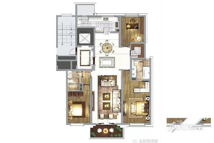 金陵雅颂居3室2厅2卫186㎡户型图