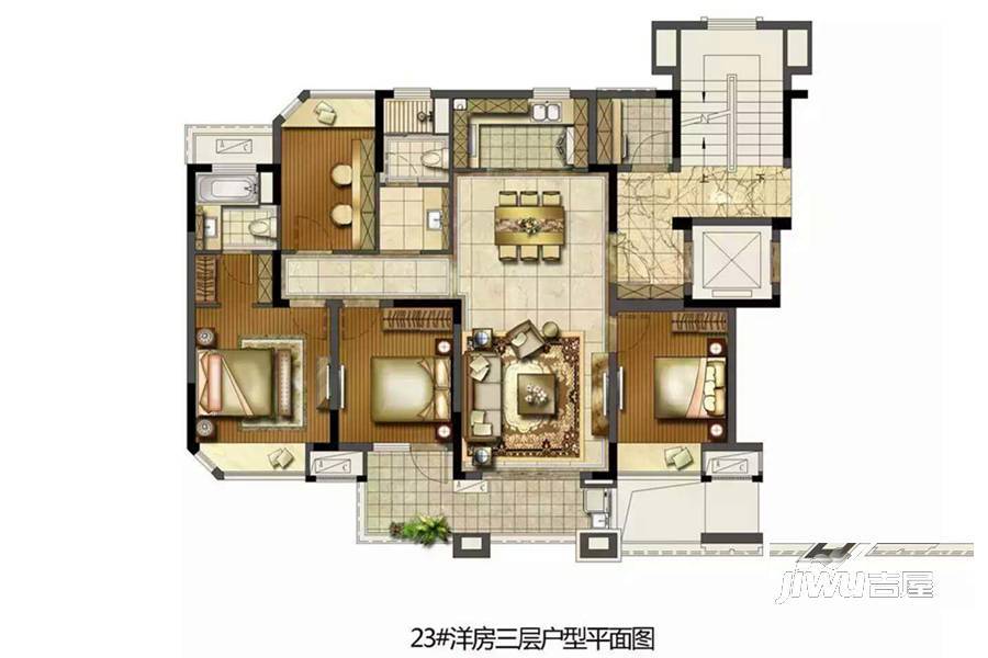 金地浅山艺境4室2厅2卫118㎡户型图