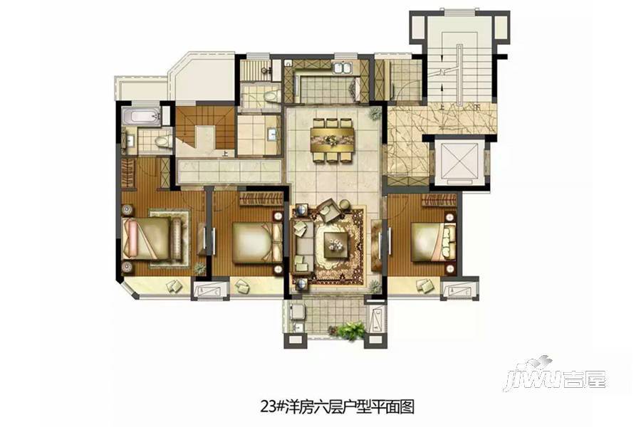 金地浅山艺境4室2厅3卫118㎡户型图