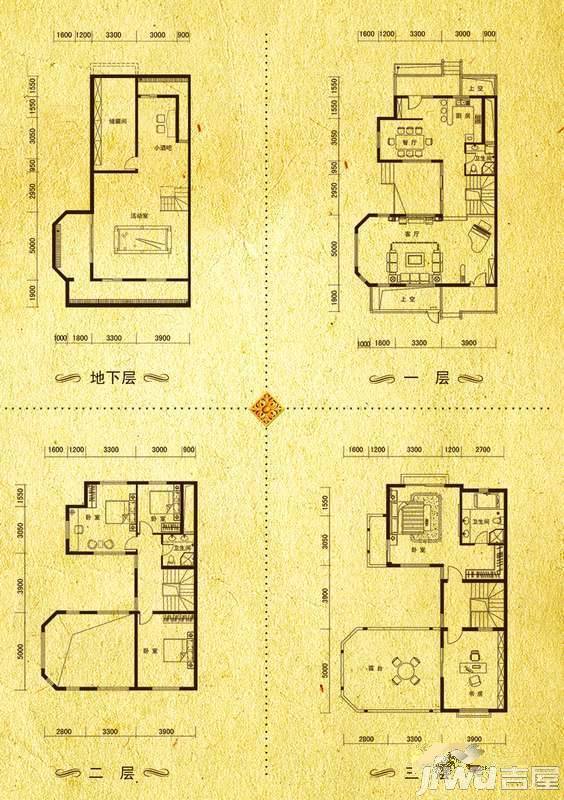 东墅山庄英郡华府5室4厅4卫228㎡户型图