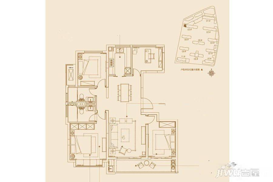 葛洲坝招商紫郡蘭园4室2厅2卫133㎡户型图