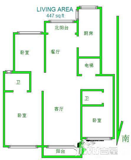 保利紫晶山3室2厅2卫140㎡户型图