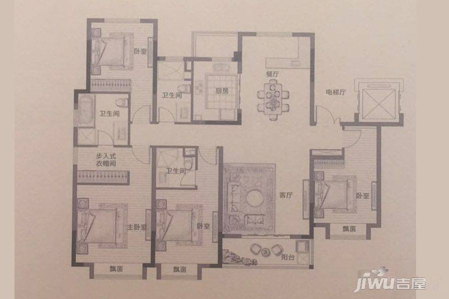 旭辉铂悦秦淮4室2厅3卫160㎡户型图