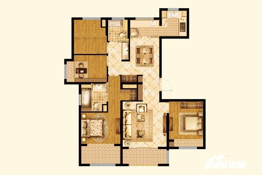 东城金茂悦4室2厅2卫119㎡户型图