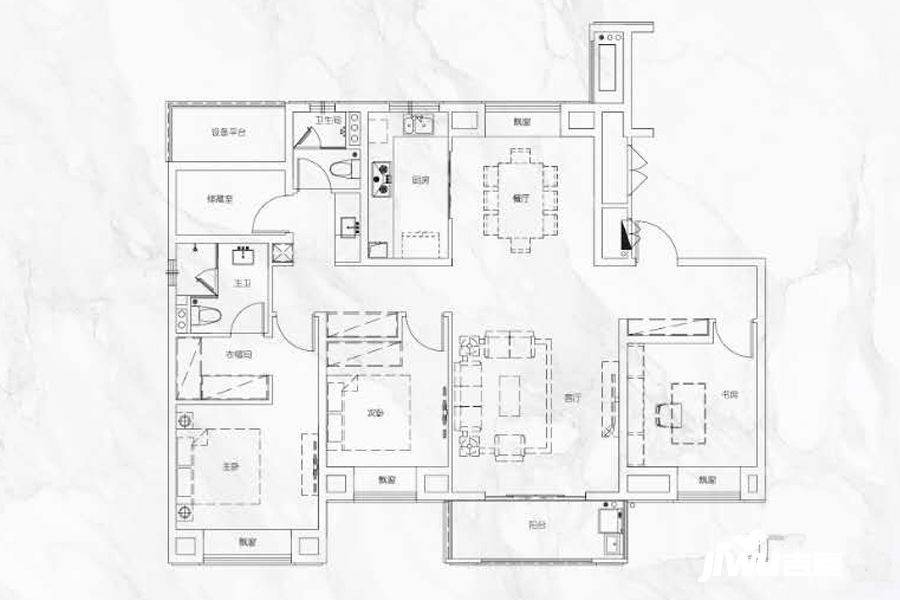 万科大都会3室2厅2卫140㎡户型图