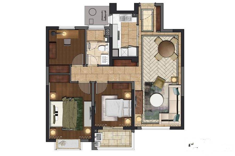 电建中储泛悦城市广场3室2厅1卫104㎡户型图