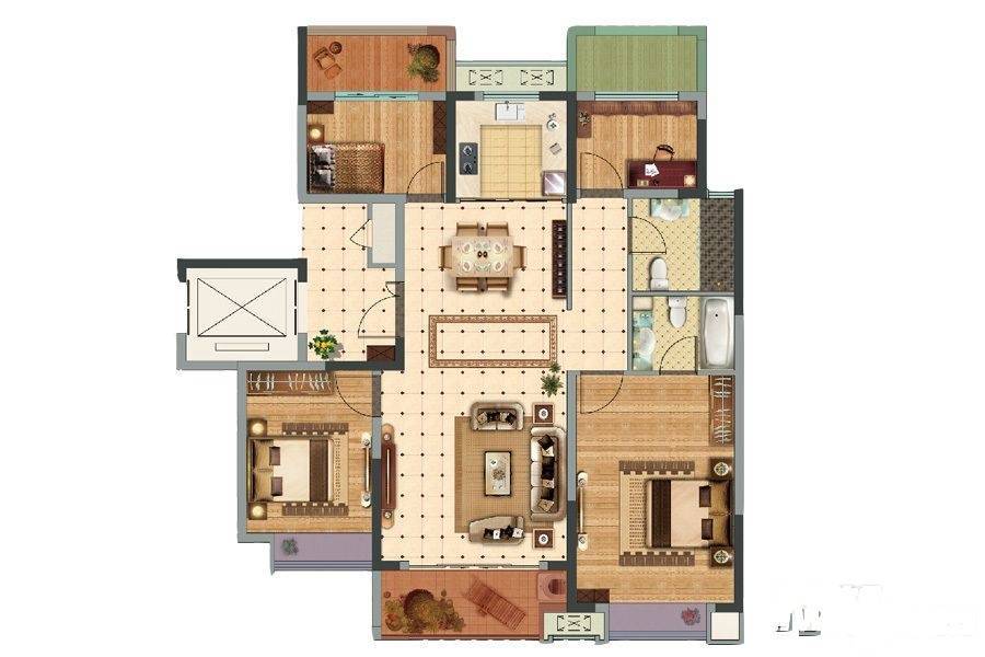 国资江山荟4室2厅2卫118㎡户型图