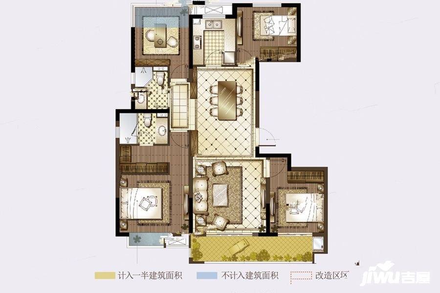 招商御澜府4室2厅2卫129㎡户型图