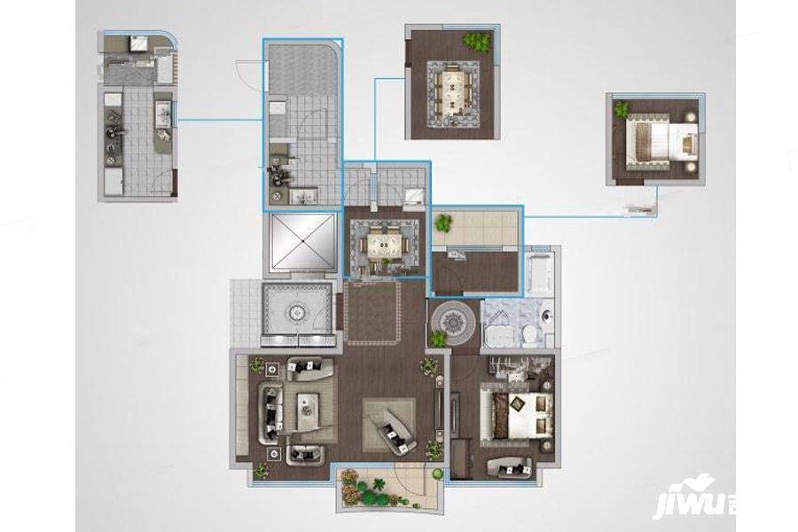 蓝光睿创新筑2室2厅1卫107㎡户型图