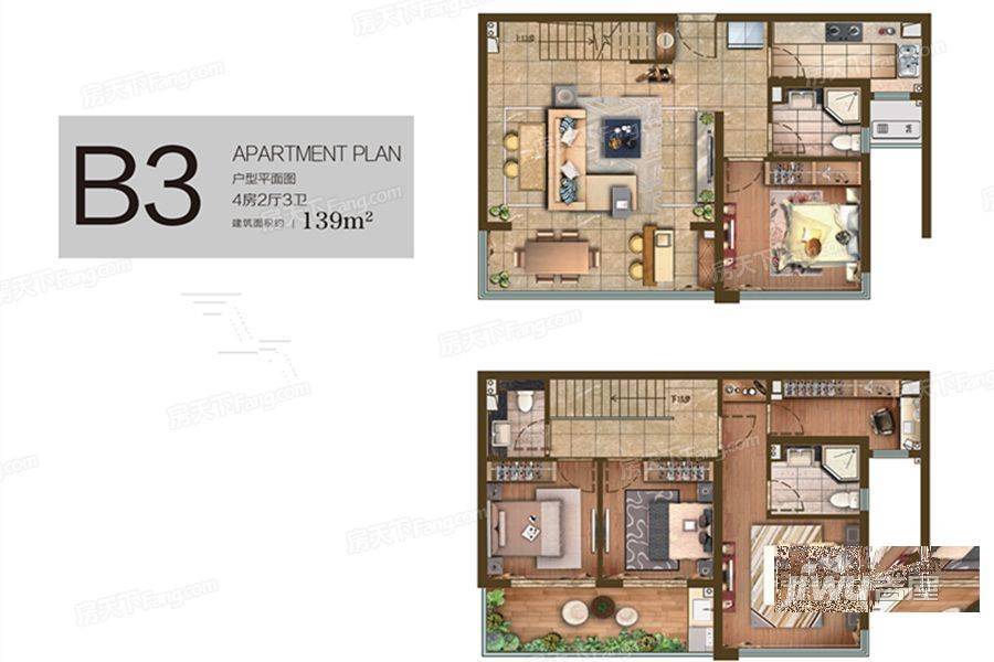 正荣润峯4室2厅3卫139㎡户型图