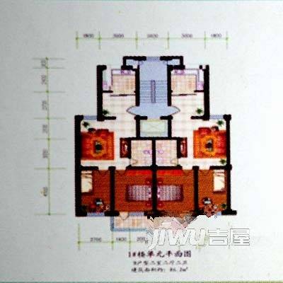 商业花园3室2厅2卫户型图