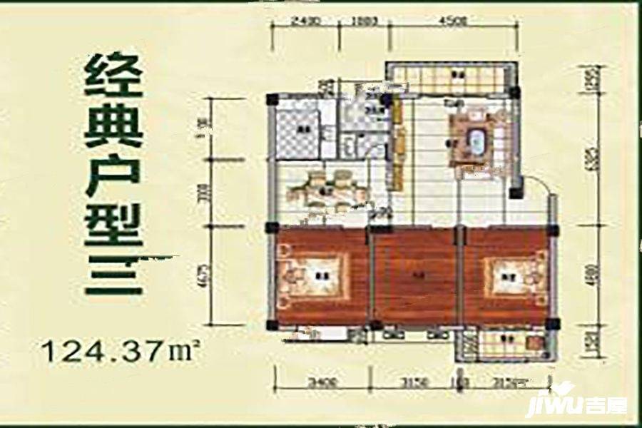 金桂雅苑3室1厅2卫120.6㎡户型图