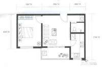 恒瑞大湖山语1室1厅1卫56㎡户型图