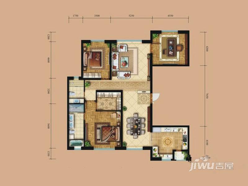 中庚当代艺术3室2厅2卫220㎡户型图