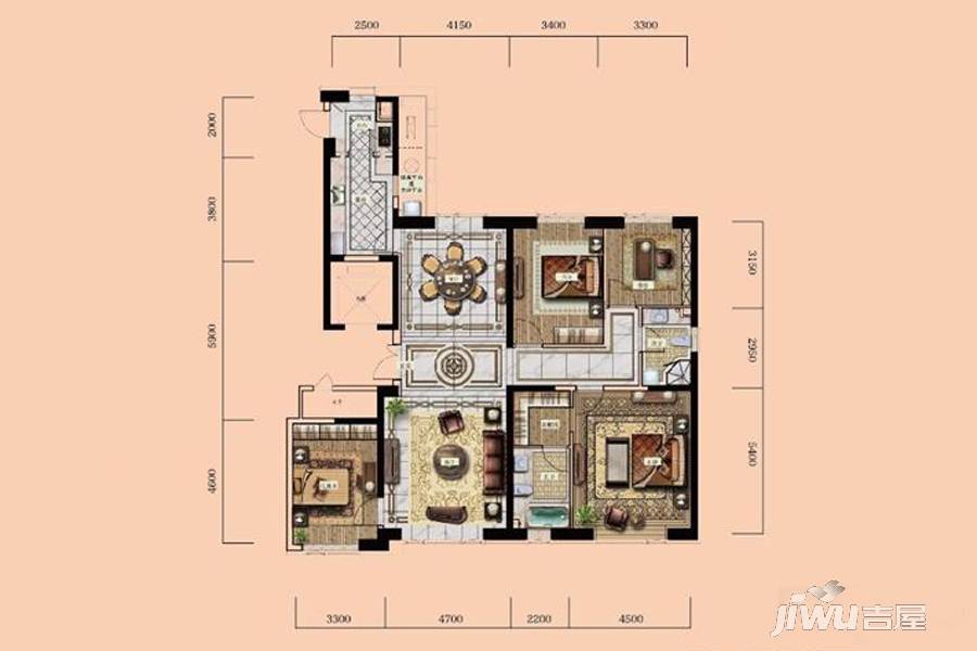 中庚当代艺术4室2厅2卫198㎡户型图