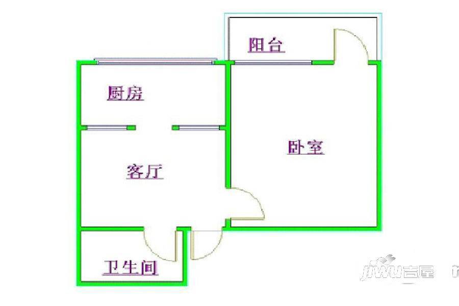 万科樱花园1室1厅1卫37㎡户型图