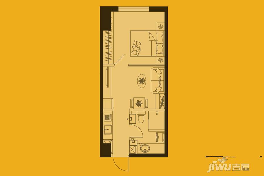 千汇城1室1厅1卫46㎡户型图