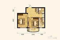 金海明珠二期2室1厅1卫60㎡户型图