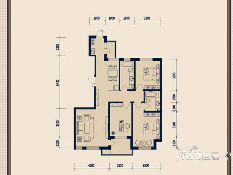 德泰岭秀逸城3室2厅2卫132㎡户型图