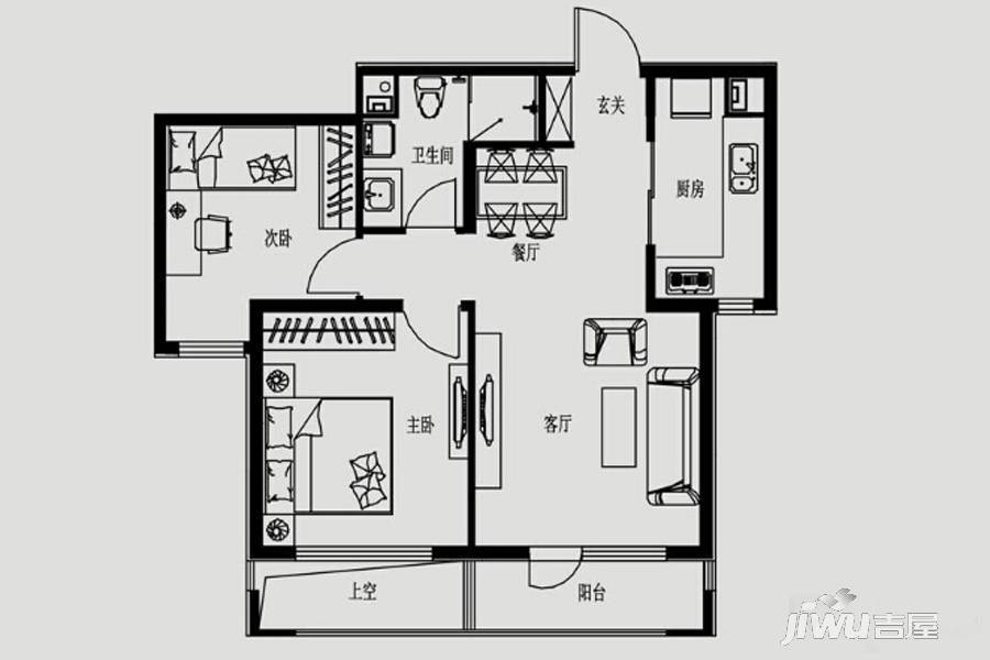 万科朗润园2室2厅1卫78㎡户型图