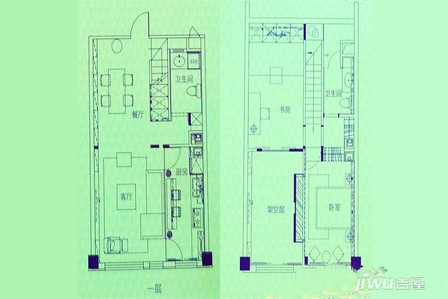 万科西山湖1号1室1厅1卫57㎡户型图