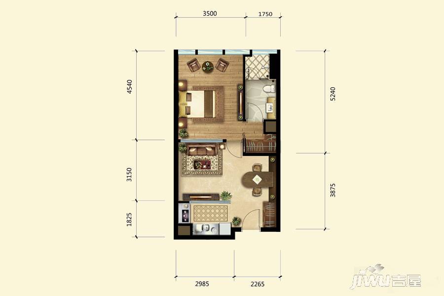 维多利亚公馆1室2厅1卫70㎡户型图