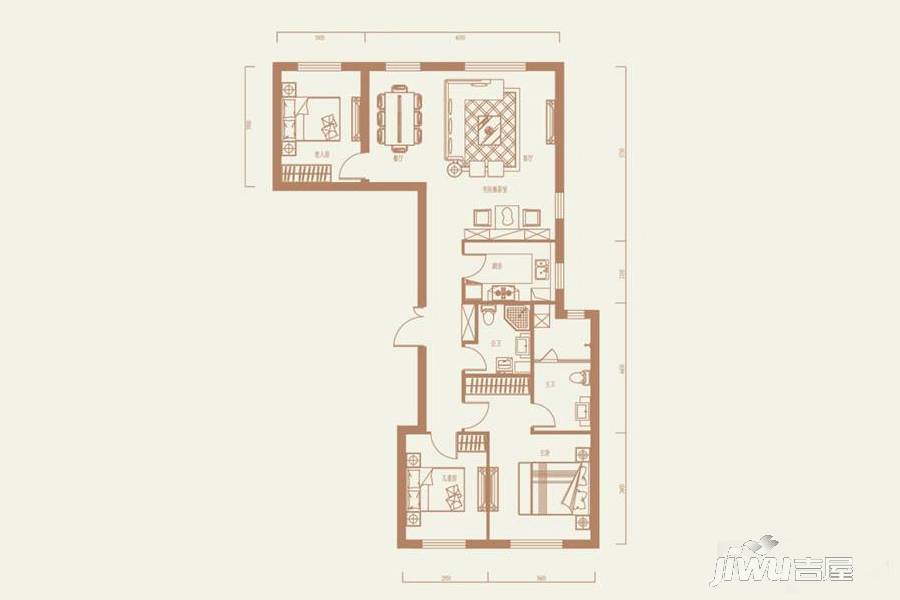 东港天鹅湾3室2厅2卫142㎡户型图