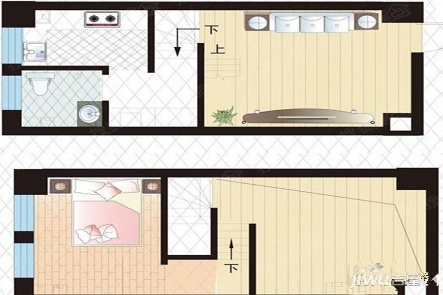 北山海景1室1厅1卫42㎡户型图